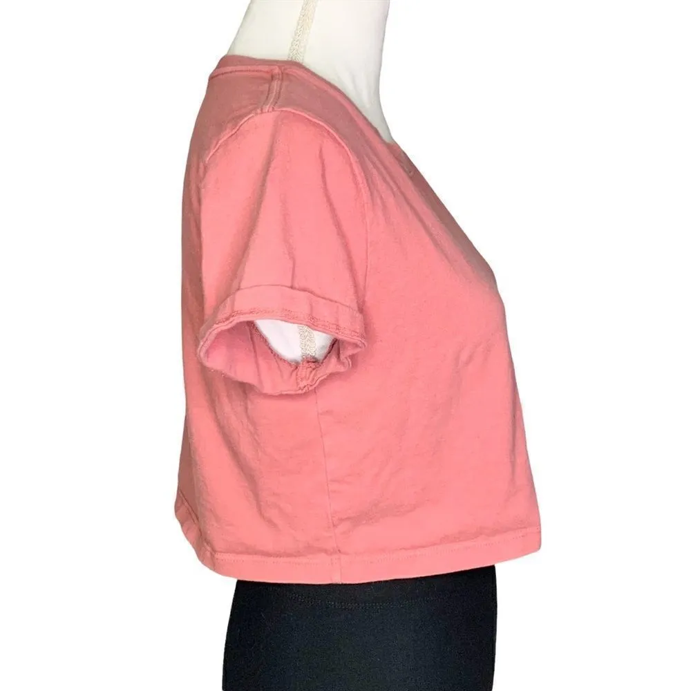 WOMEN'S 𝅺Urban Outfitters coral pink cropped Best Friend Tee - Image 4