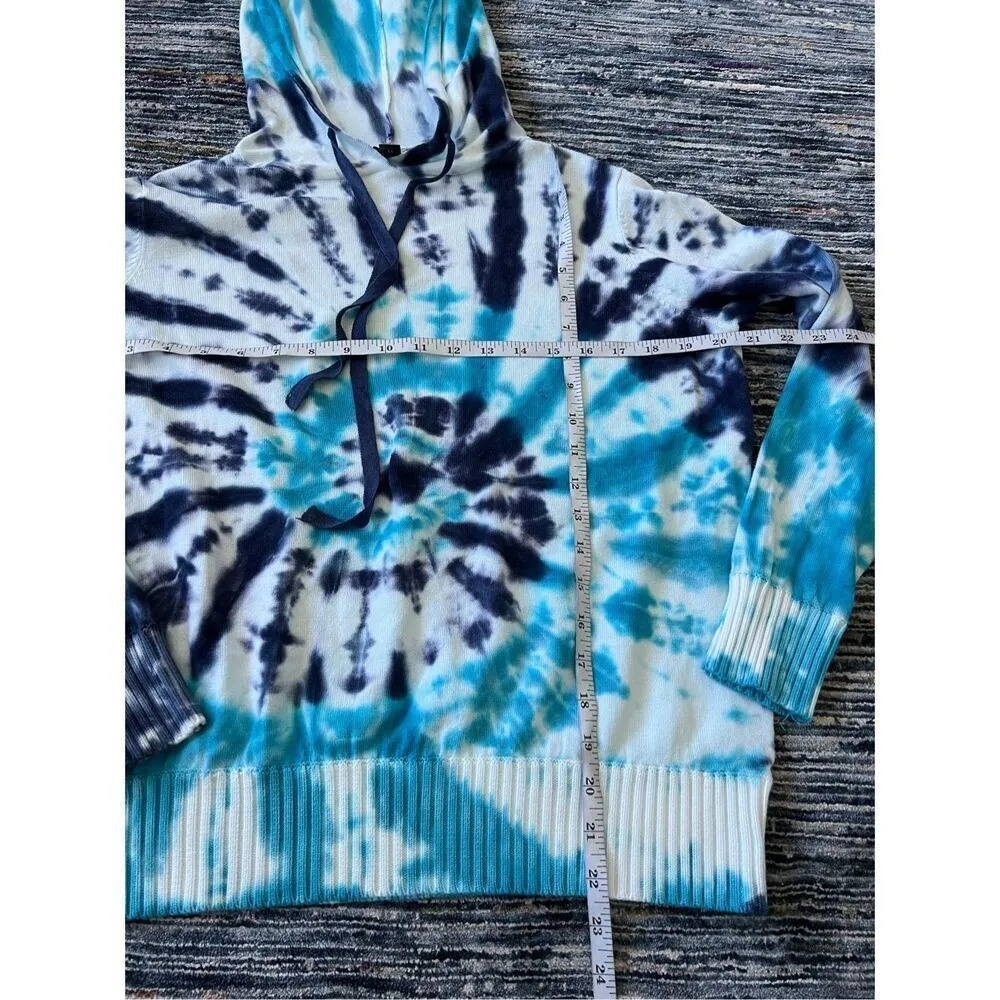 Aqua Womens Blue White Tie-Dye Pullover Hoodie Cotton Sweater size M - Image 7