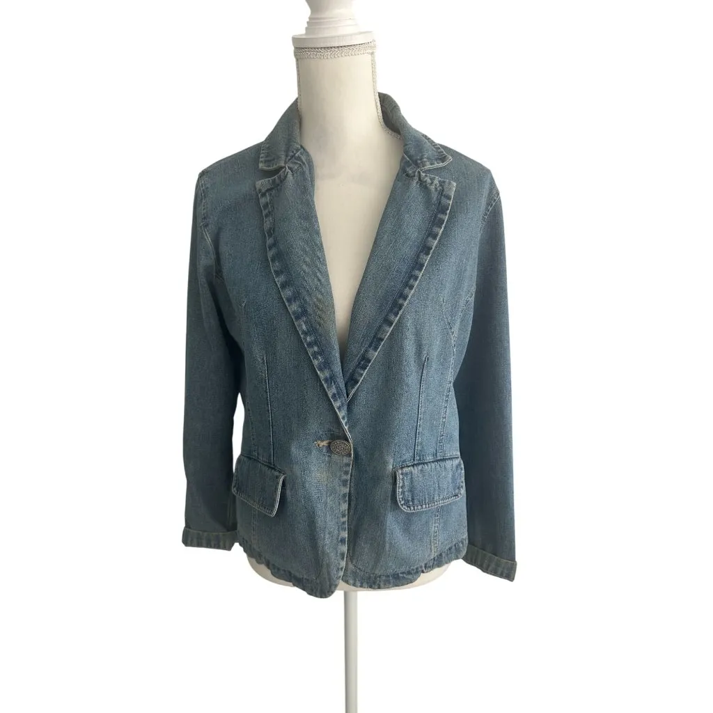 BILL BLASS Petite Denim Blazer Jacket Size Petite Large - Image 7