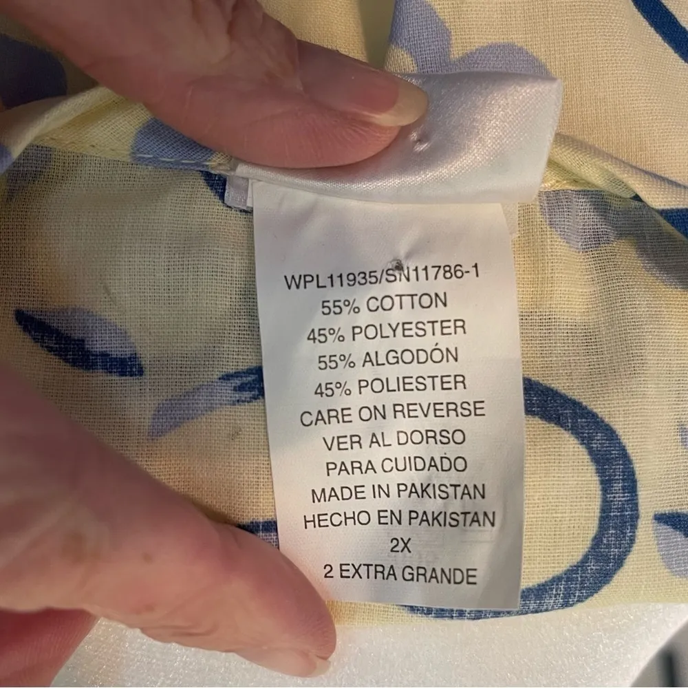 Coffee Time JC Penny NWT vintage/Y2K snap front robe house dress with pocket.​ Yellow Size 2X - Image 8