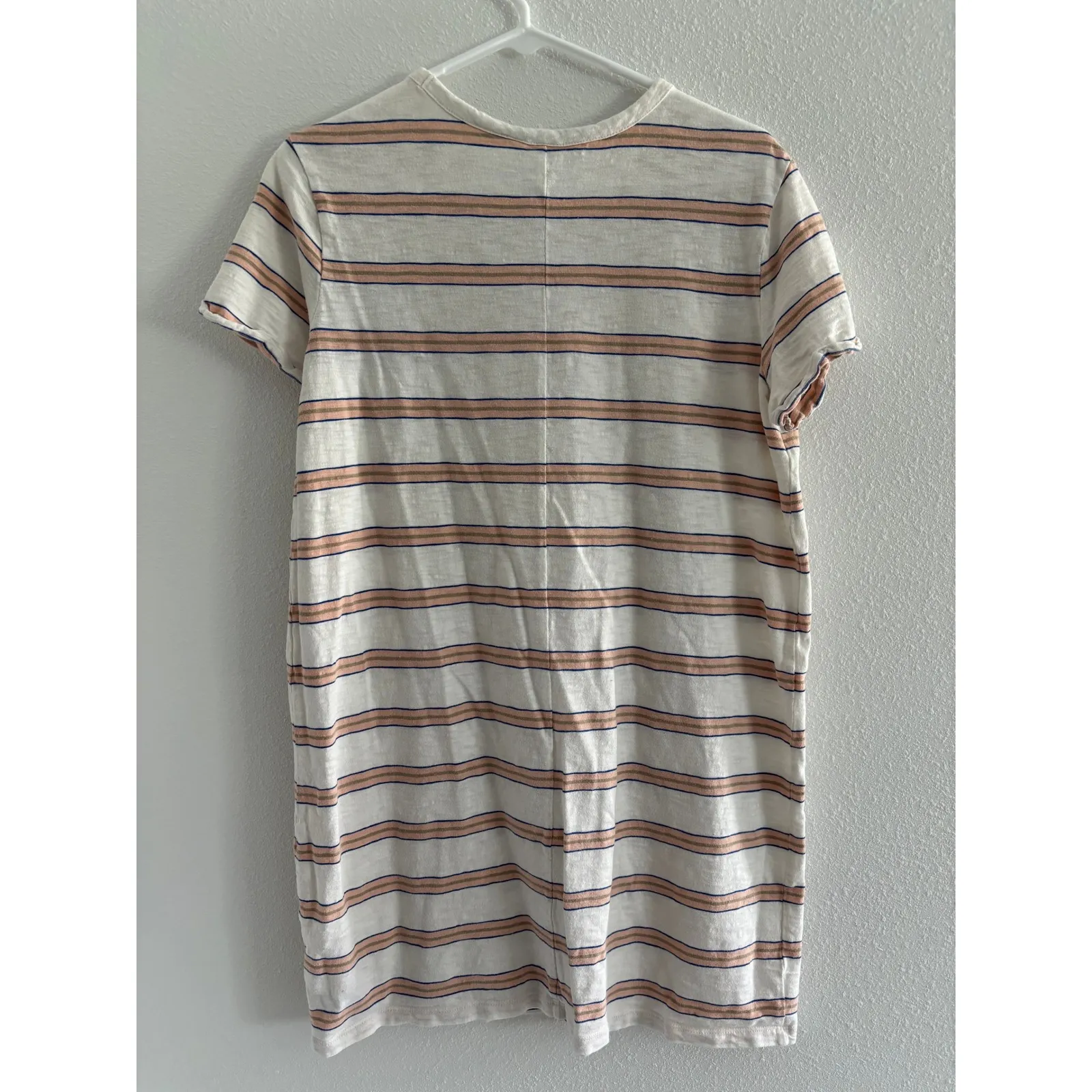 Gap‎ T Shirt Dress Womens Medium White Orange Stripe Cotton Casual Minimalist - Image 2