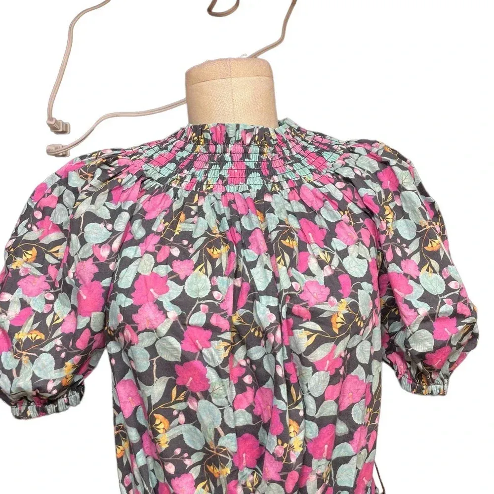 Roller Rabbit Manusa Ainsley Mini Dress Black Floral Print Size Small - Image 4