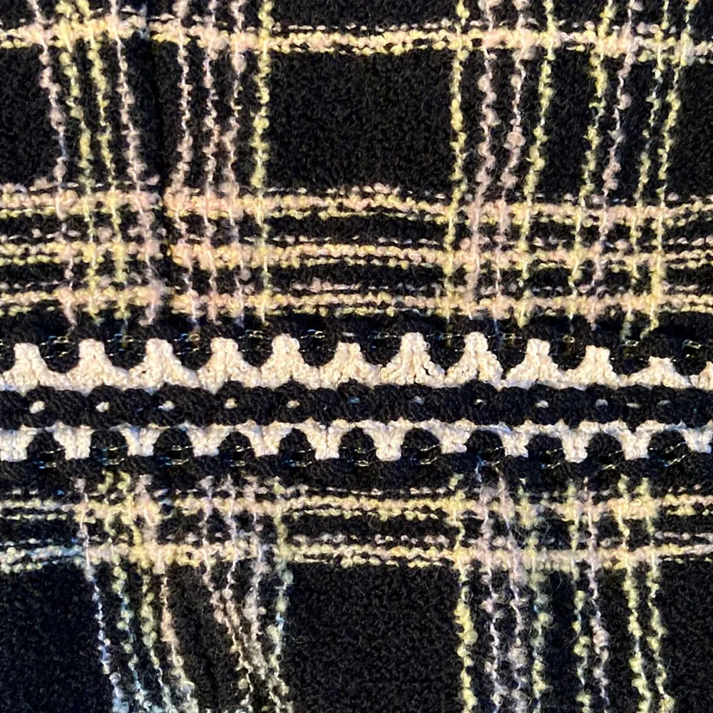 St. John Tweed Knit Women Zipper Blazer Size 10 Black Lime Green Tan & White - Image 6