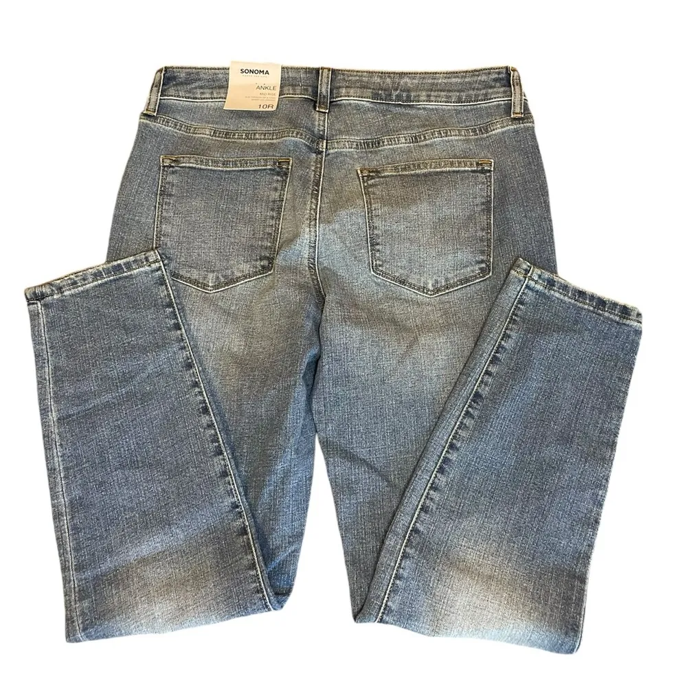 Sonoma Ankle Skinny Jeans Mid Rise Womens Size 10 New With Tags Distressed Plaid - Image 4