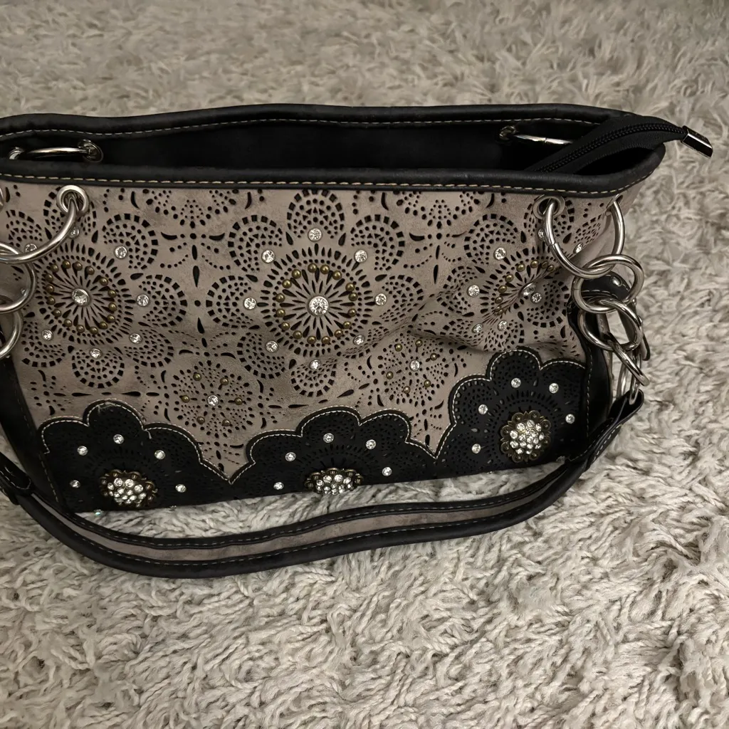 Montana West Black and Gray Studded Shoulder Bag - Image 2