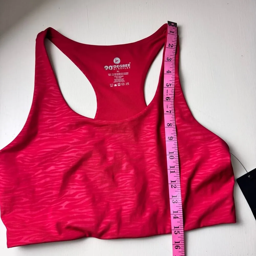 90 Degrees By Reflex Athletic Sporty Racerback Sports Bra Scorpio Zebra Red XL - Image 4