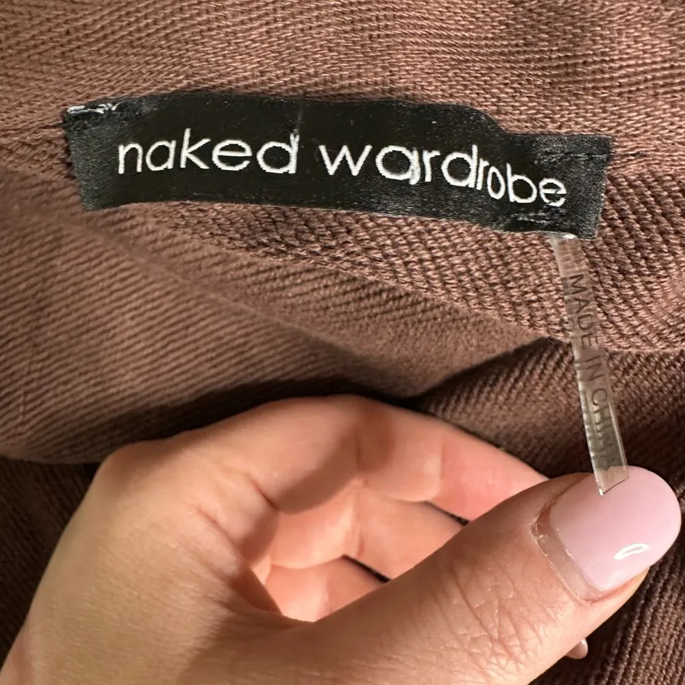 Naked Wardrobe Full Zip The Zipped Up Hoodie Jacket Chocolate Brown Large NEW - Image 5