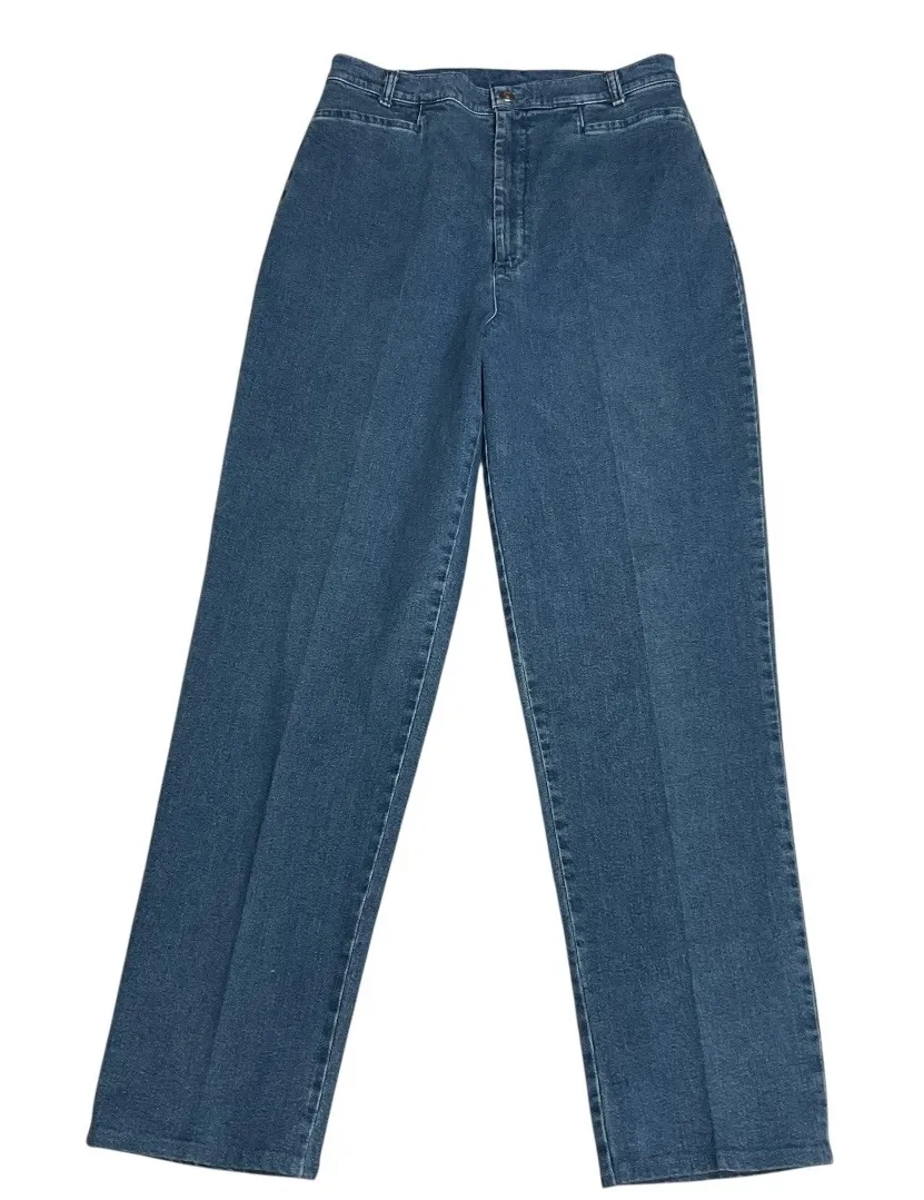 Vintage JW Collection Bareback High Waisted Straight Leg Solid Jeans Blue Sz 12 - Image 1