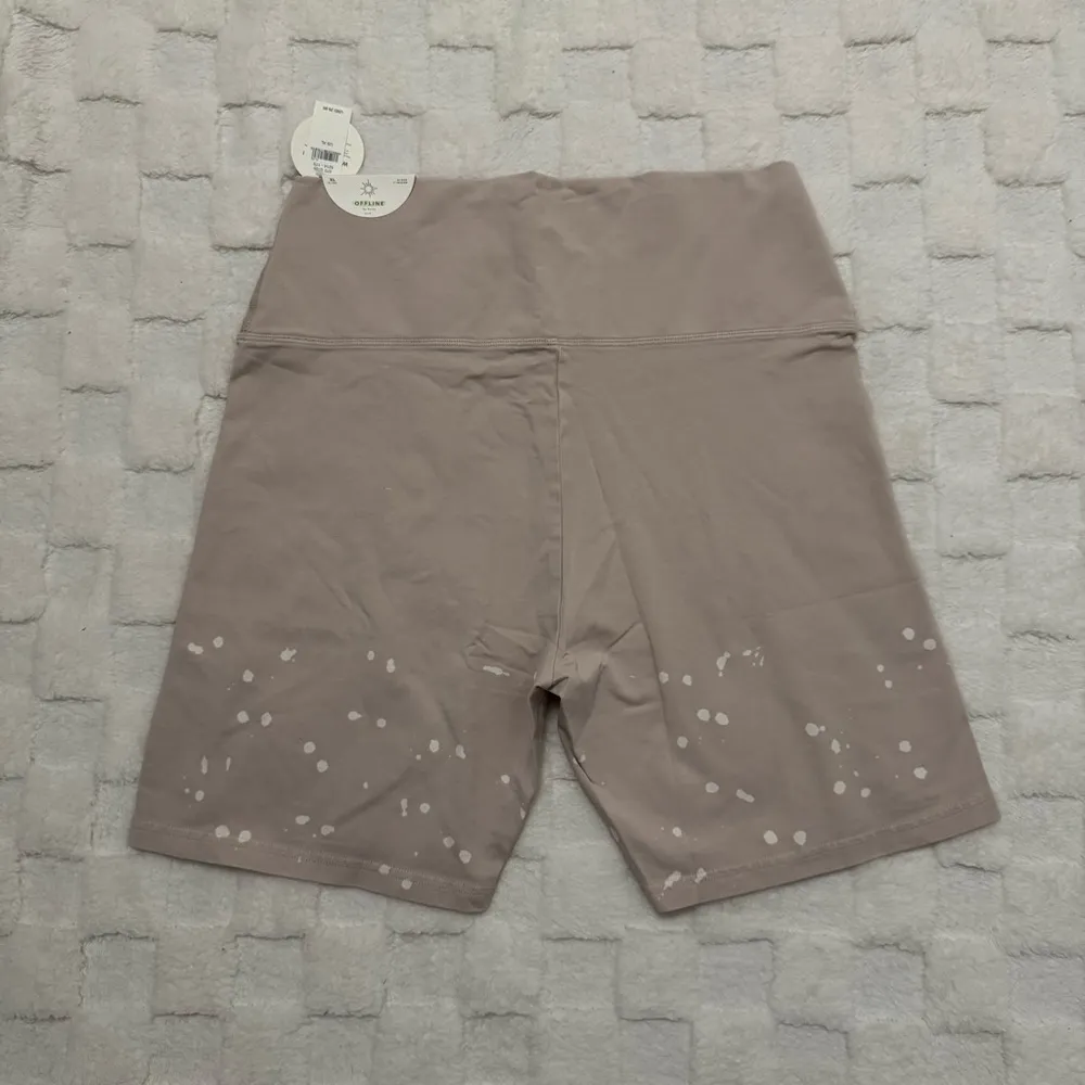 NWT Aerie High Rise Athletic Biker Shorts Tan Bleached Specks - Size XL - Image 2