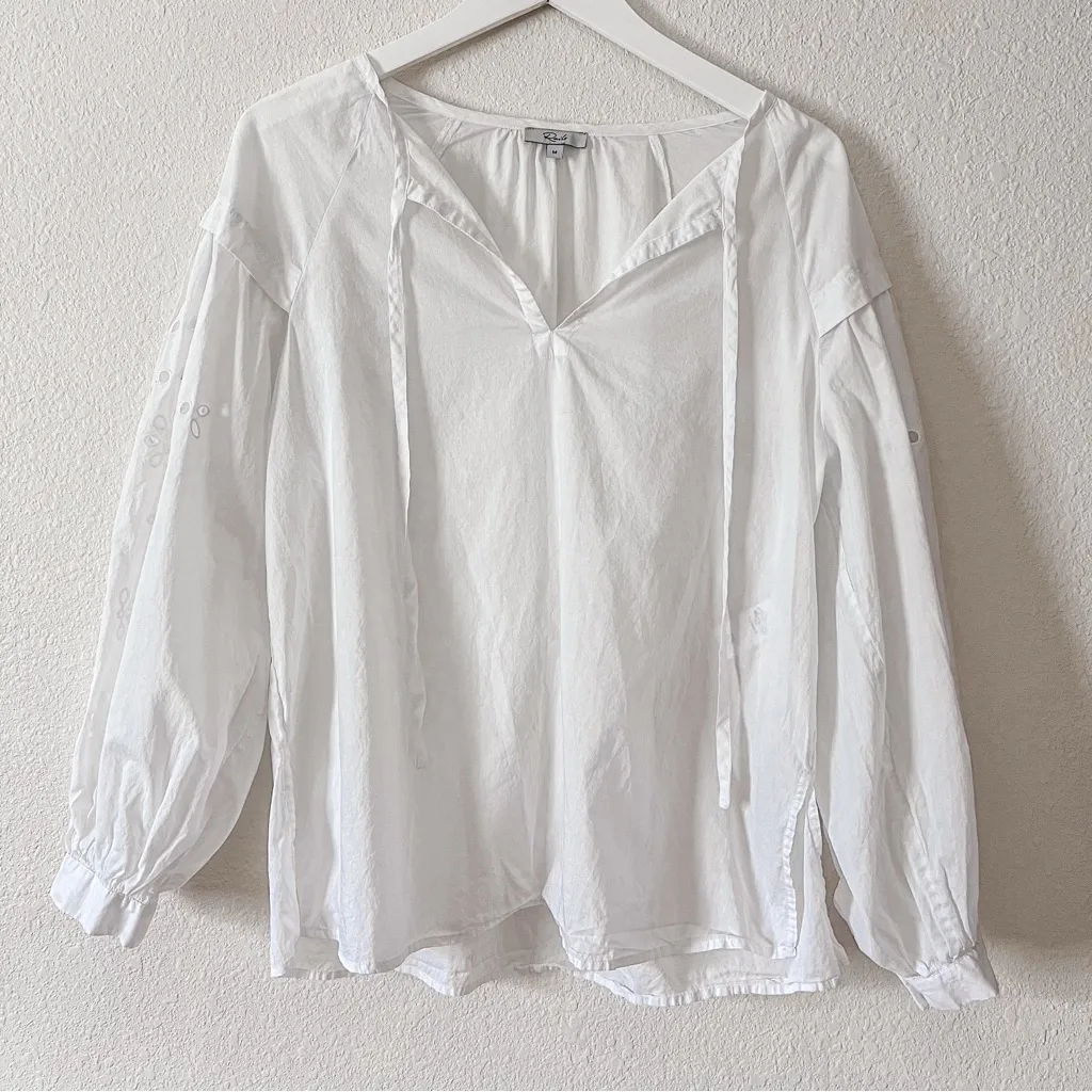 RAILS 
Dari Embroidered-Sleeve Blouse Beach White Eyelet - Image 7
