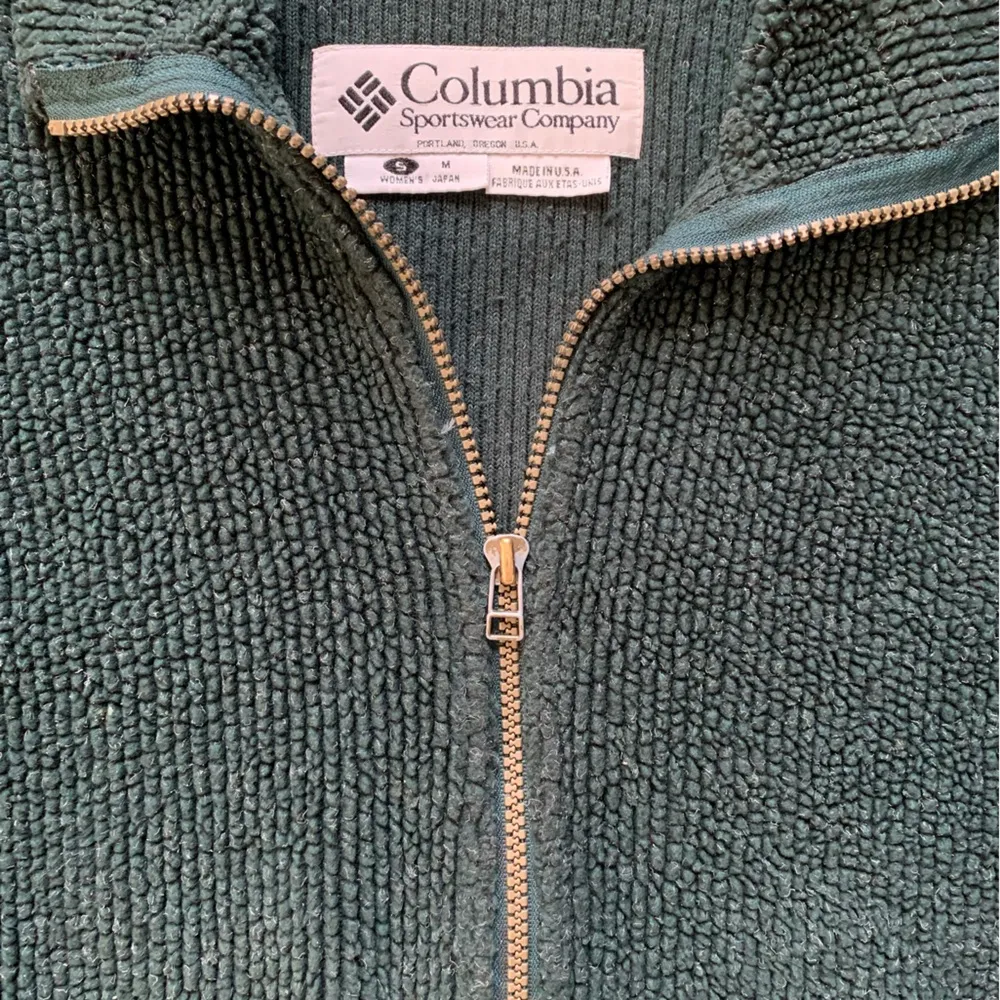 Vintage Dark Green Columbia Fleece Zip Up Jacket S - Image 4