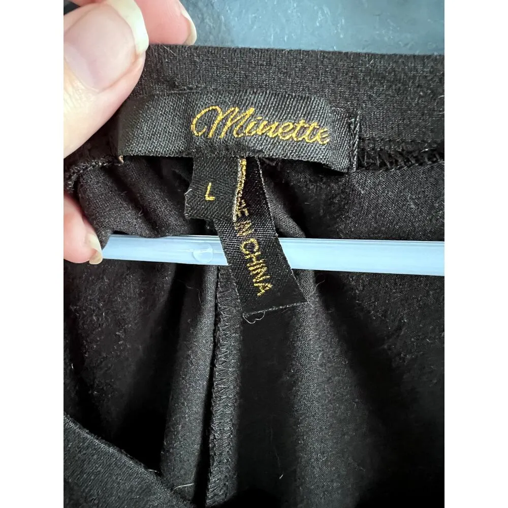 Minette Biting Lip Crystal Tee with Scrunchy side Black Size L - Image 5