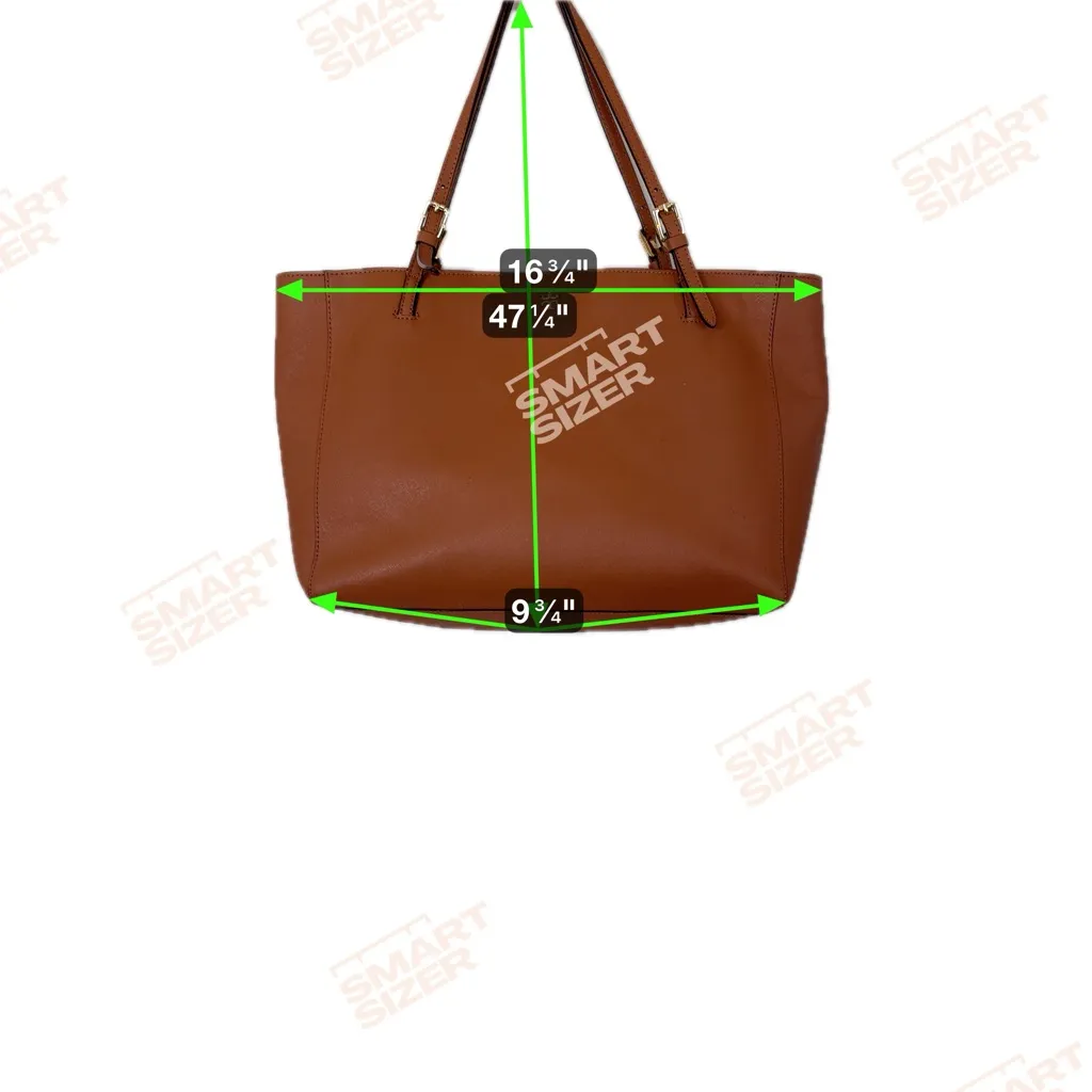 Tory Burch York Gold Buckle Saffiano Tan Leather Tote Bag Large Zip Carryall - Image 2