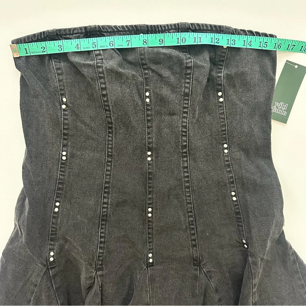 Wild Fable Women's Denim Pleated Mini a-Line Dress  Size M - Image 8