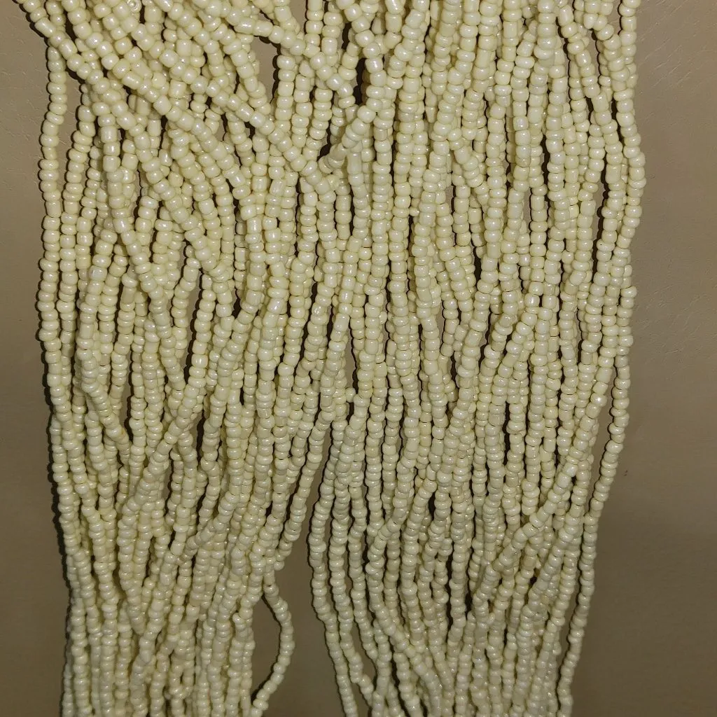 Ivory Beaded Necklace Vintage 27 Strand Handmade Crochet Closure Boho Statement - Image 11