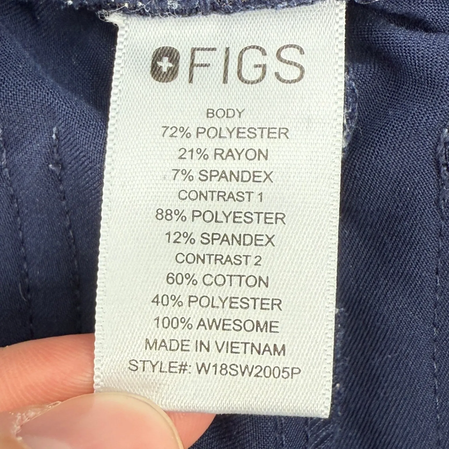 Figs Zamora Jogger Scrub Pants Navy Blue PO#1600 Women XXSP W18SW2005P Nurse RN - Image 5