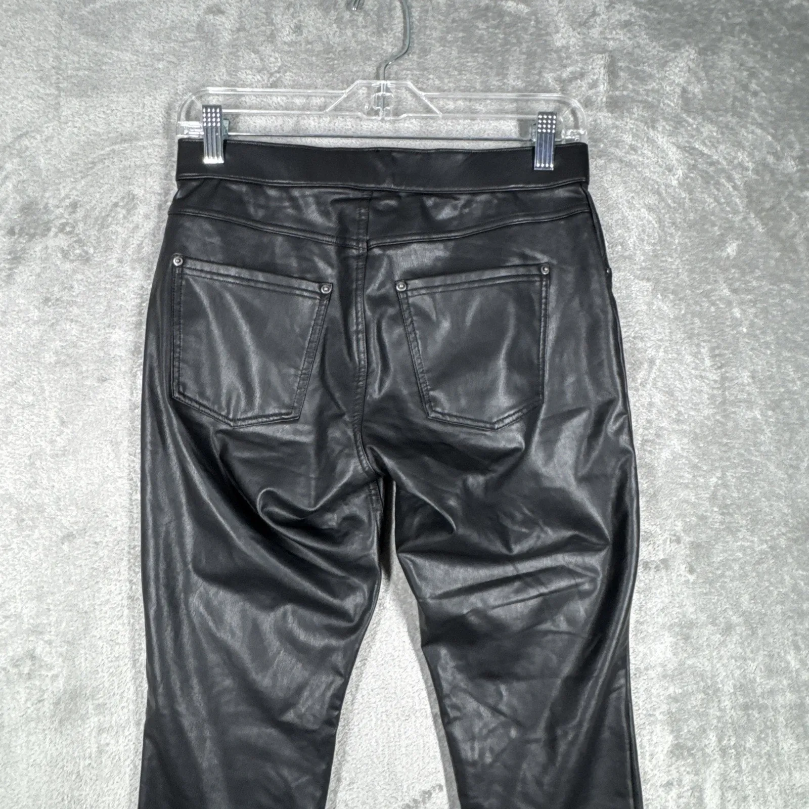 HUE Pants Womens Small Black Leatherette Leggings Faux Vegan Leather Gothic Punk - Image 5