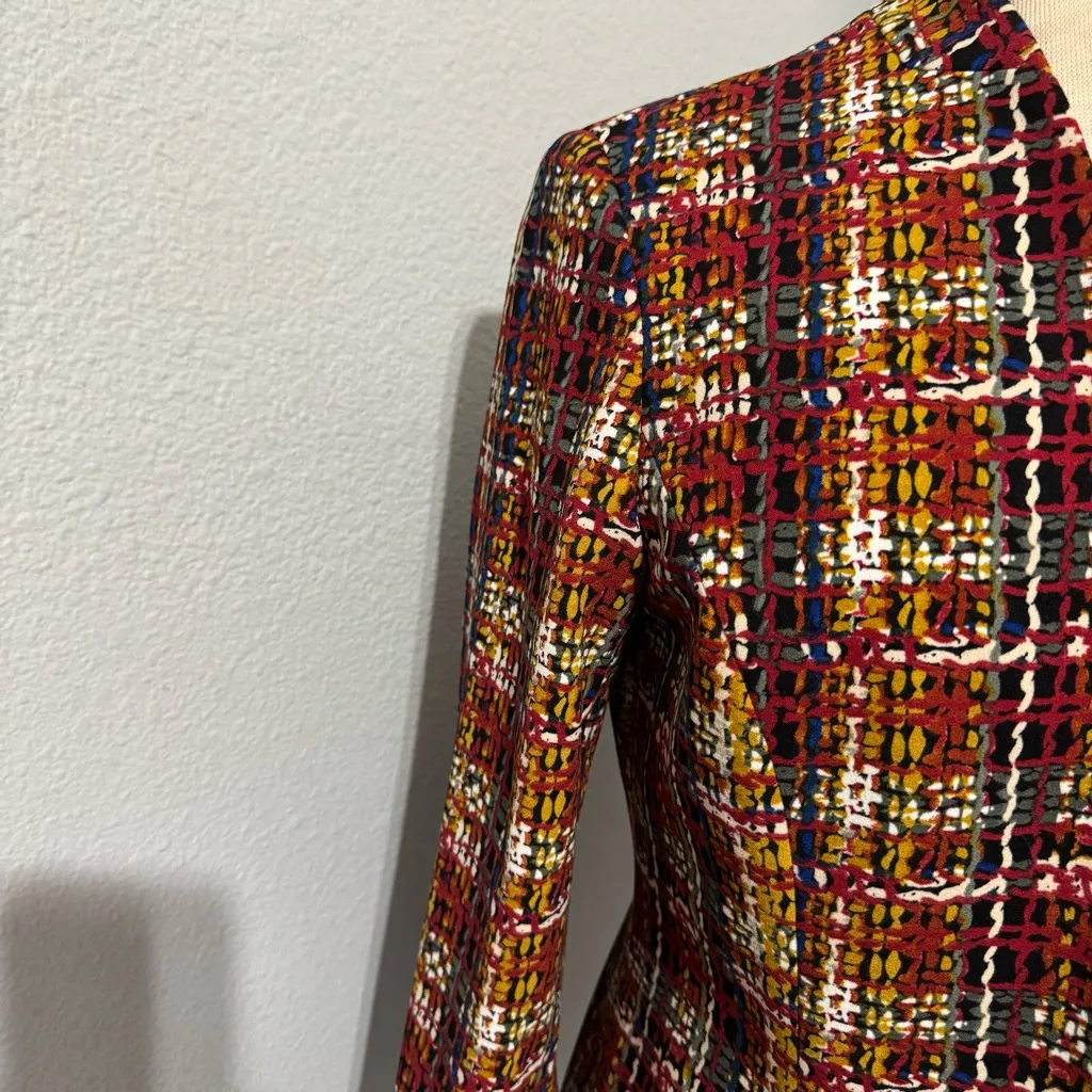 Black Label by Evan Picone Women Multicolored Long Sleeve Tweed Blazer Size 6 Red - Image 6