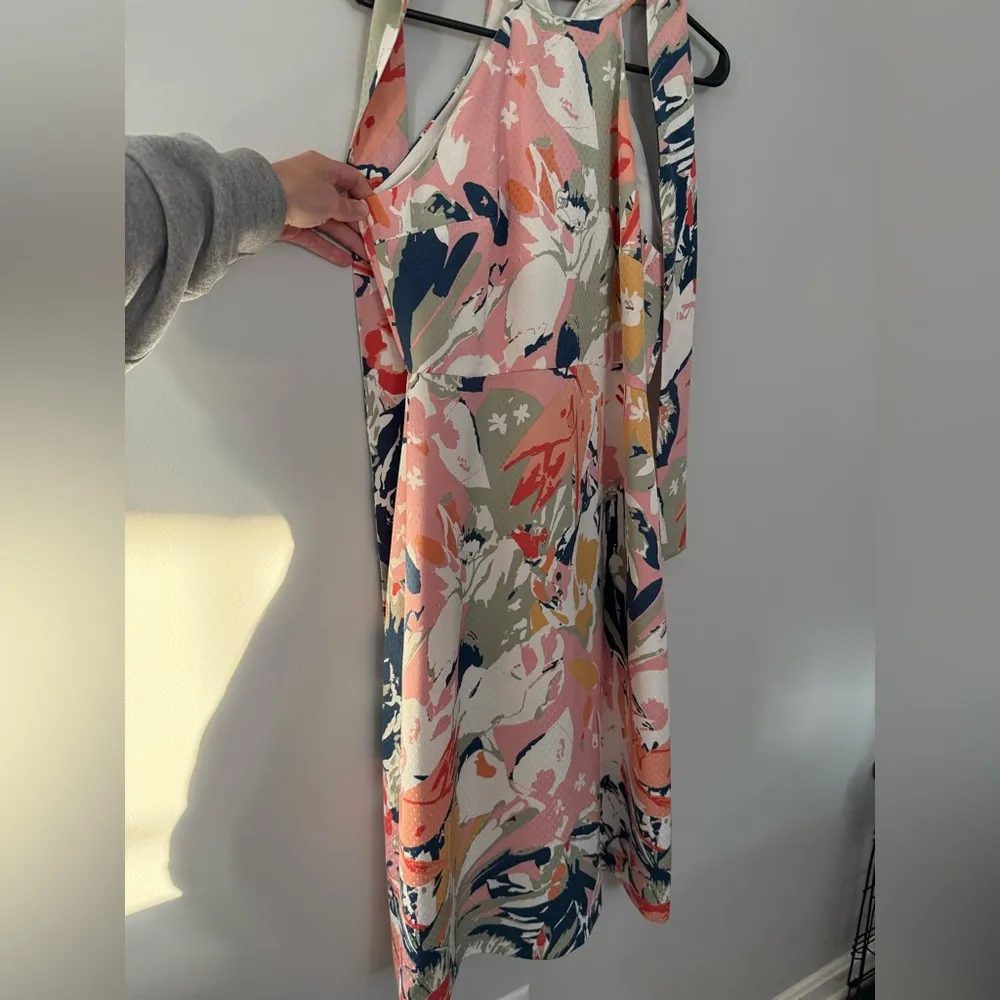 Club Monaco Scharpettah Tie Dress Floral Print Halter Dress Multi Color Size 4 - Image 2