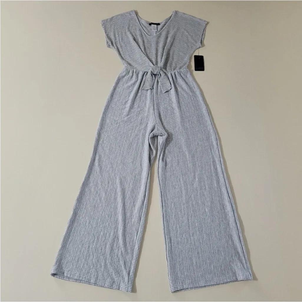 Caution To The Wind Light Gray Striped Jumpsuit NWT - Image 3