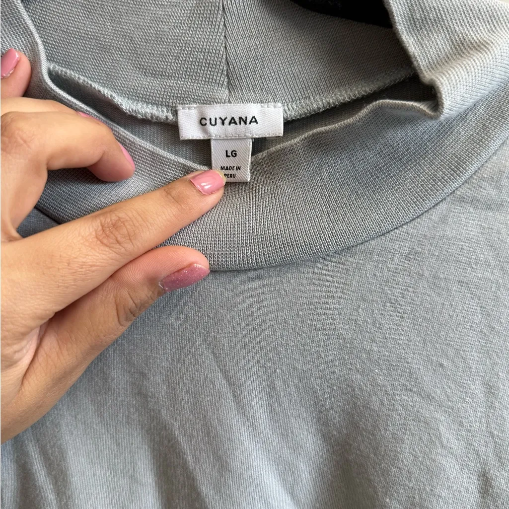 Cuyana Gray Puff Sleeve Mock Neck Top - Size L - Image 2