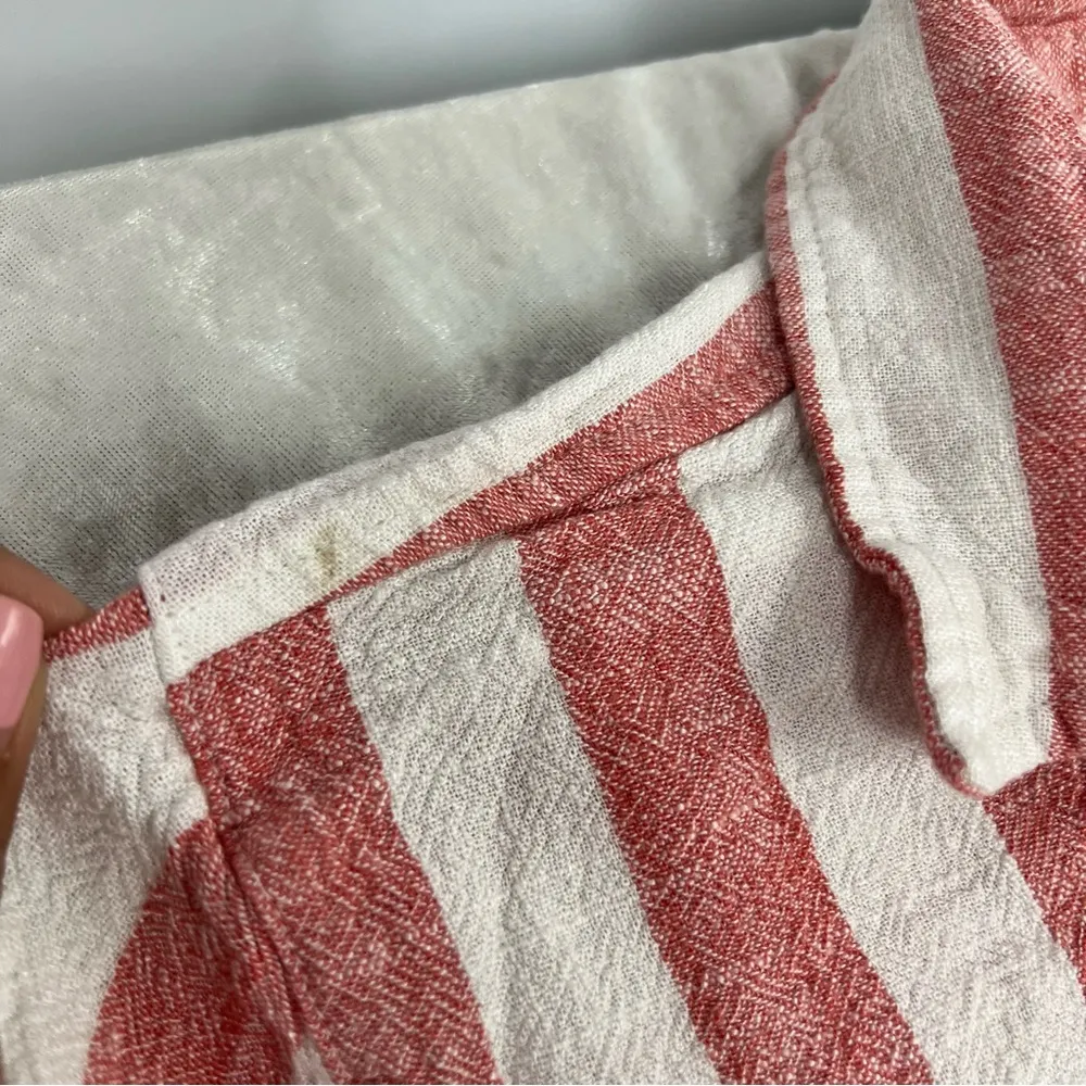 Women’s striped 3x rayon linen lagenlook top collared Beachy casual blouse - Image 12