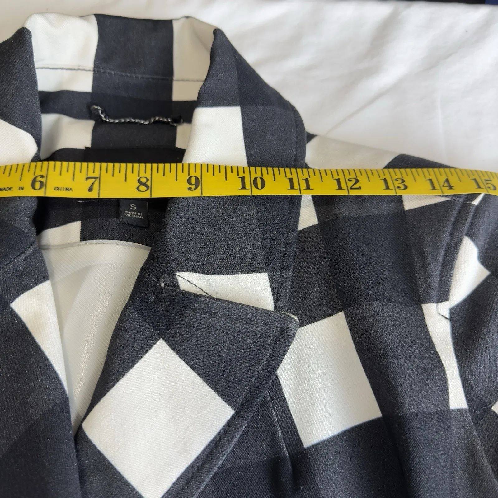 Banana Republic Women’s Plaid Black/White Double-Breasted Pea Coat Size S - Image 16