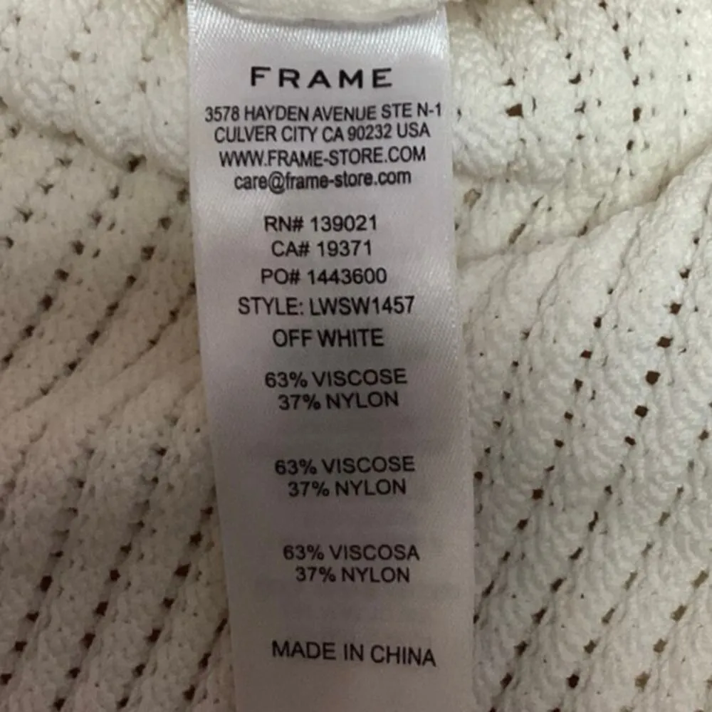 Frame White Open Knit Crochet Tie Front Long Sleeve Cardigan Sweater Top Size XL - Image 5