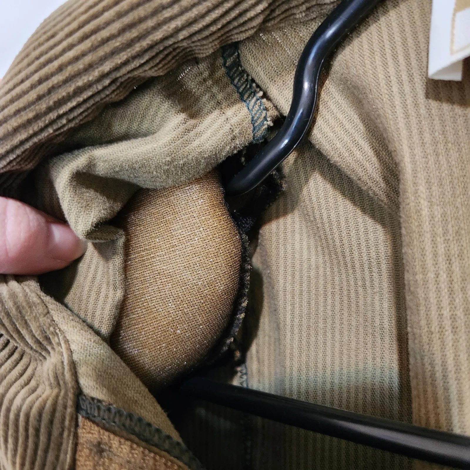 Yenny Brown Retro 3/4 Sleeves Zip Front Collared Corduroy Blazer Jacket Large - Image 6