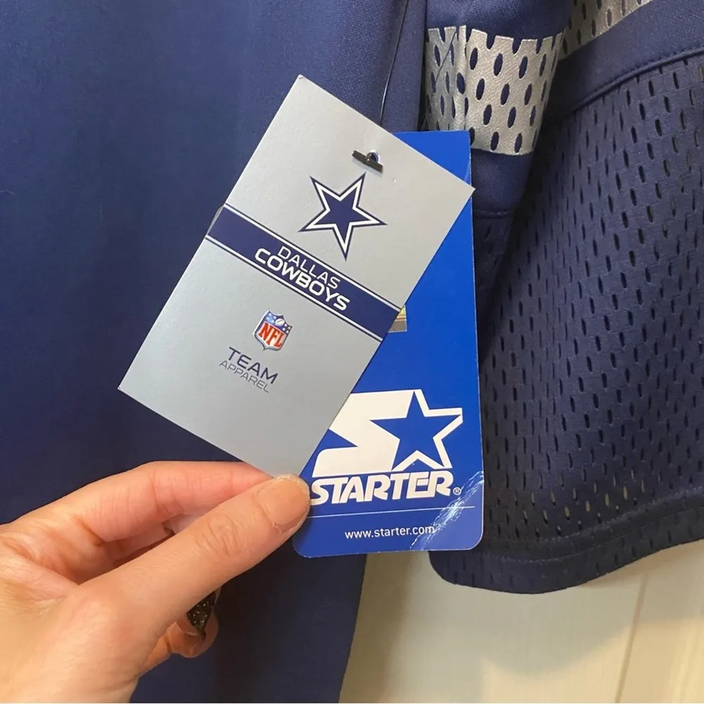 NFL Dallas Cowboys Jersey Starter Mesh Top Lace Up Neckline Blue White Large NWT - Image 6