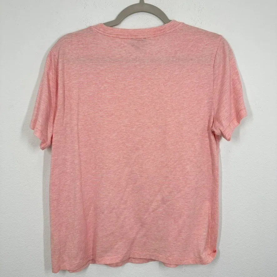 Splendid Women's Striped Cotton Modal T-Shirt Tee Top‎ Size Large Coral Pink - Image 6