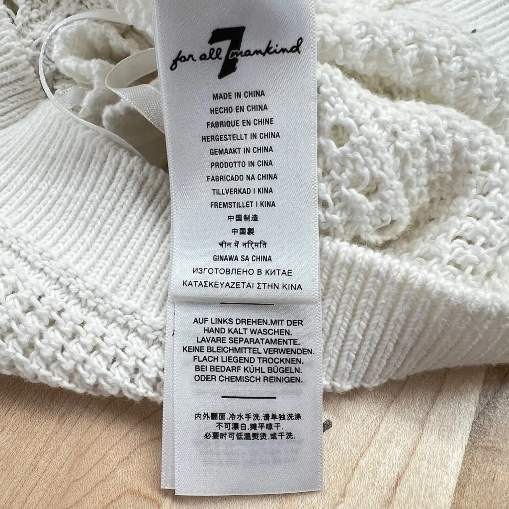 7 For All Mankind Crochet Ruffle Sleeveless Open Knit Top Ecru XS - Image 9