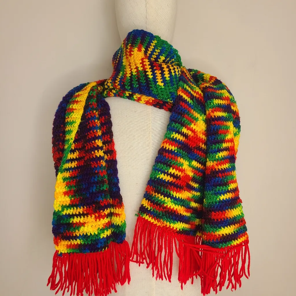 Multicolor Rainbow Handmade‎ Crochet Scarf - Image 6