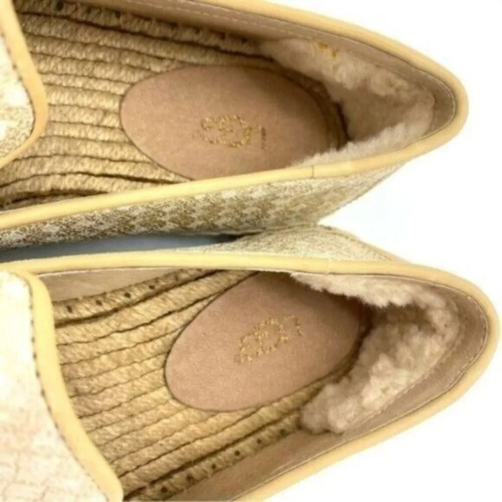 Ugg Womens Sandrinne Metallic Leather Espadrille Slip On Shoes - Image 10