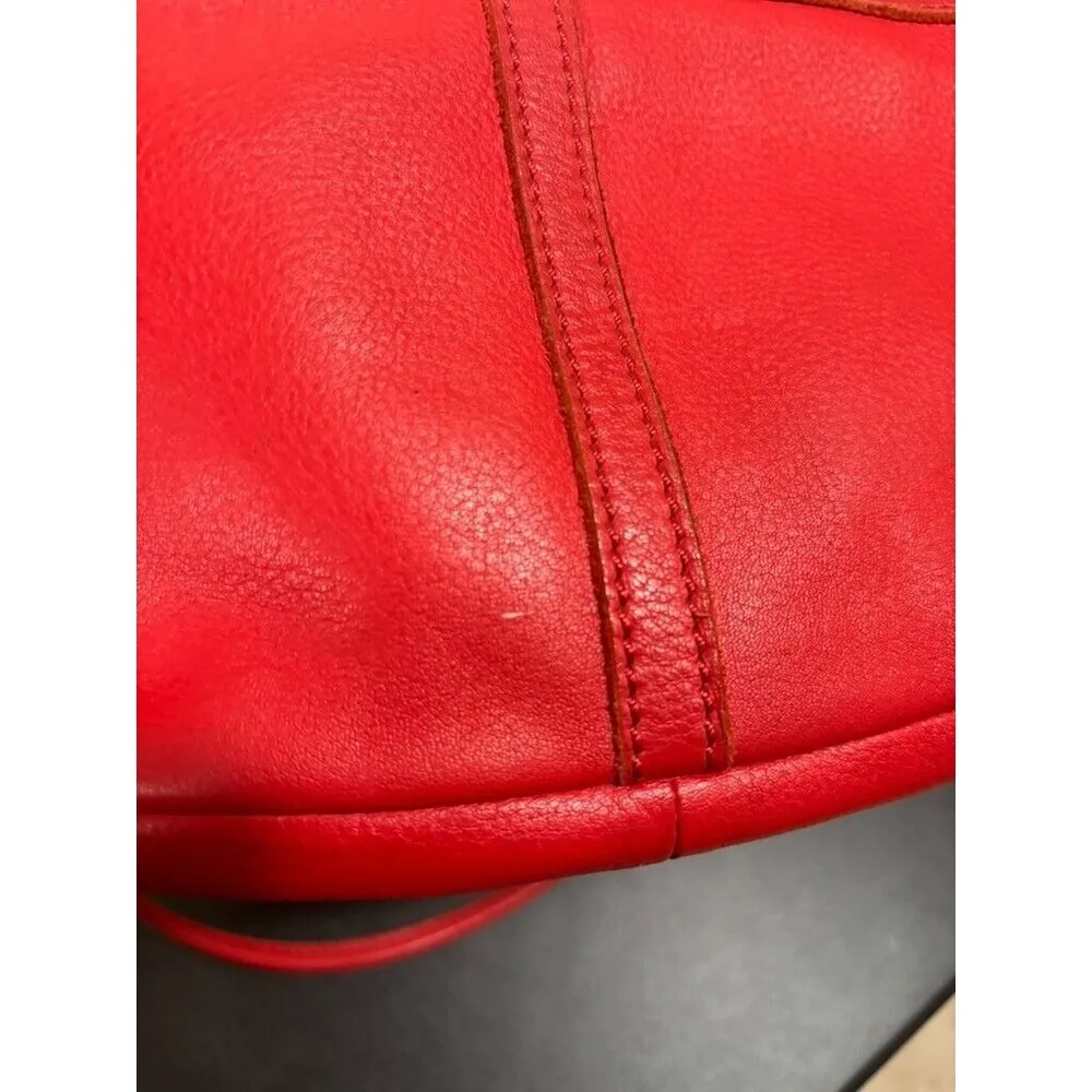 Fossil Erin Fuchisa Red Pebbled Leather Crossbody Purse Bag Double Pocket Front - Image 4