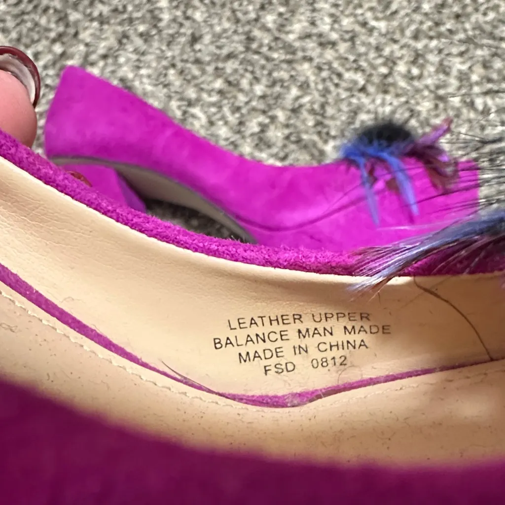 Enzo Angiolini Purple Heels with Fur, Rhinestone, Feather Detail - Image 6