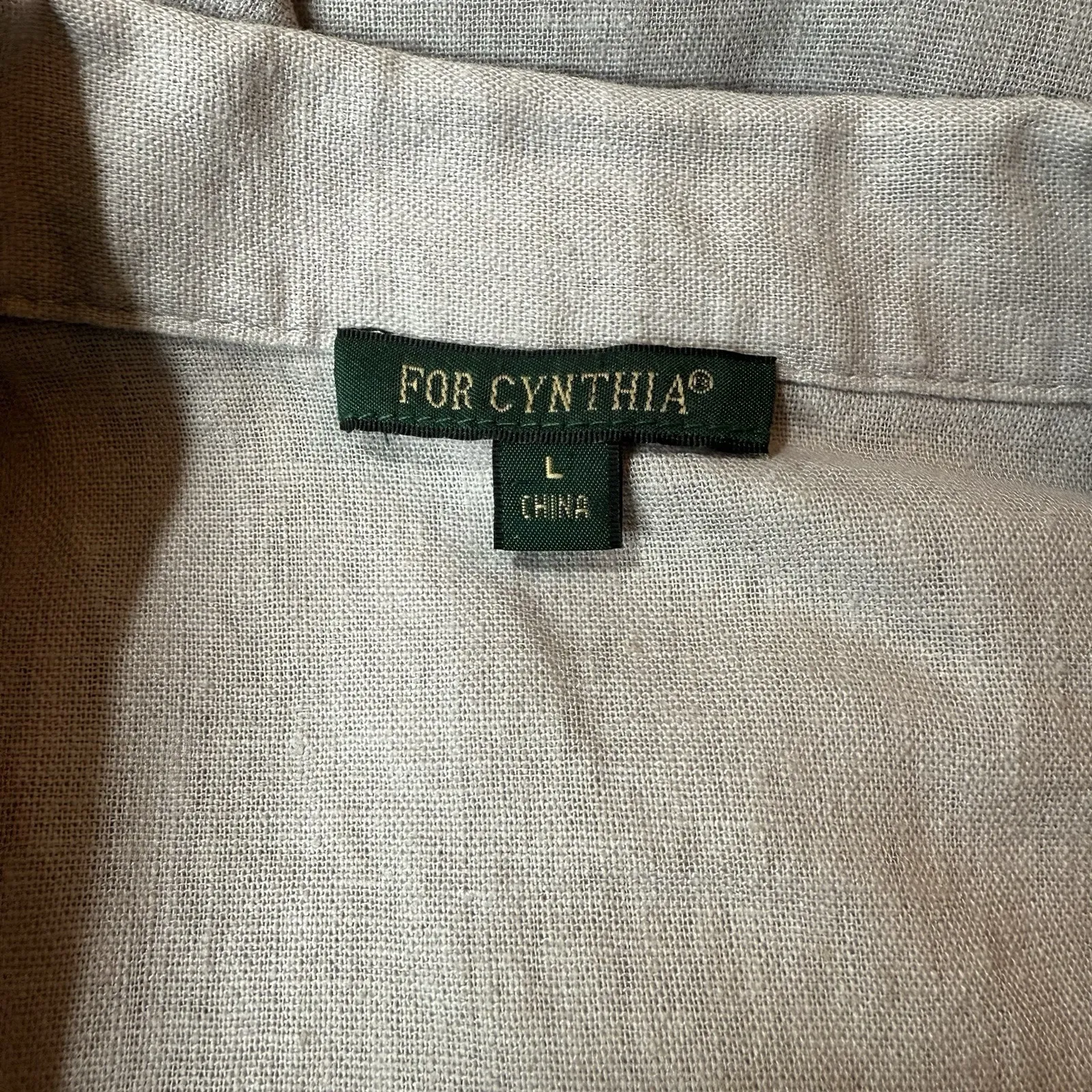 For Cynthia Dress L Gray Button Up Linen Lagenlook Pockets Sleeveless Minimalist - Image 9