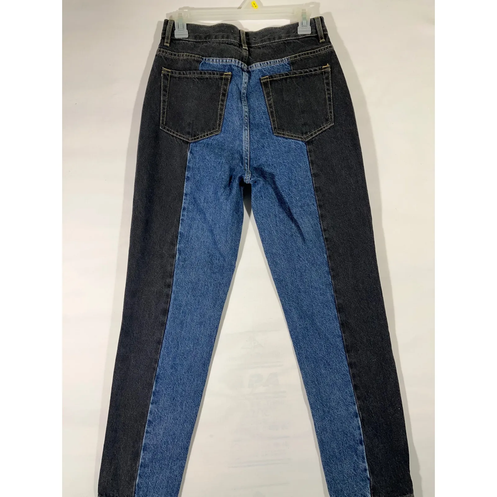 Pacsun Denim Jeans Women Colorblock Black Blue High Rise Button Fly Y2K Sz 27 - Image 2