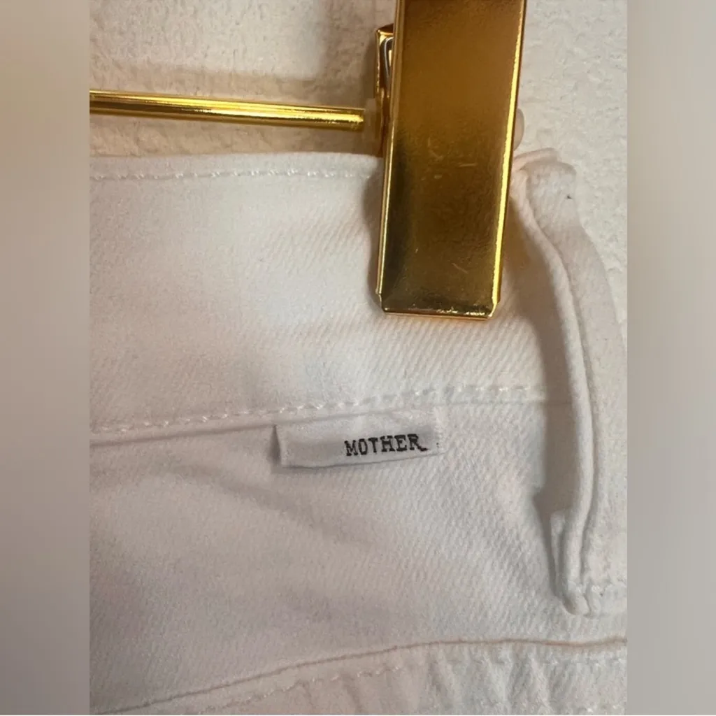 MOTHER Denim Cropped The Greaser Ankle Stayin’ Alive Cotton Denim Jeans SZ 25 White - Image 6