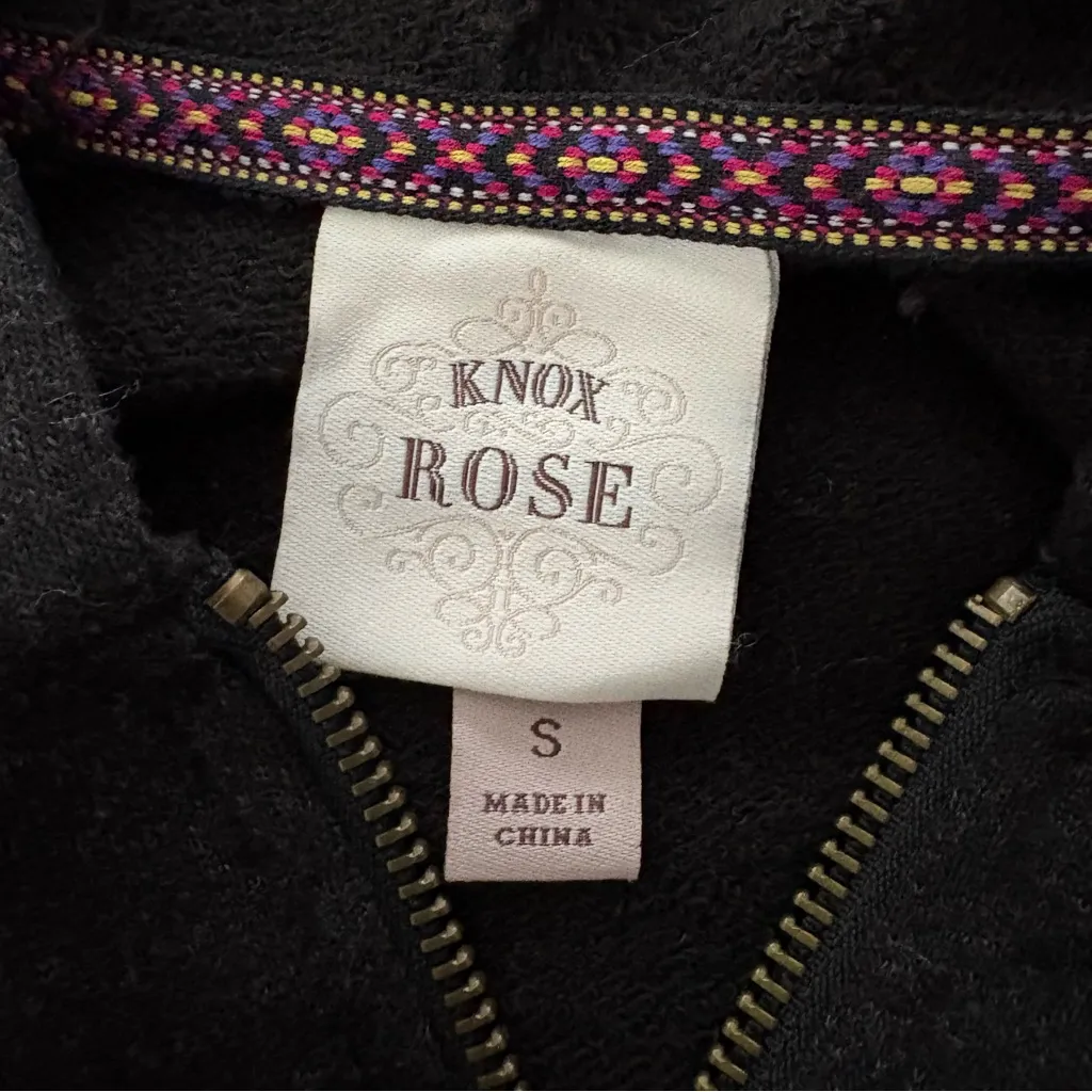 Knox Rose Gray Zip Front Long Length Hooded Sweater with Ruffle Hem, Sz S - Image 8