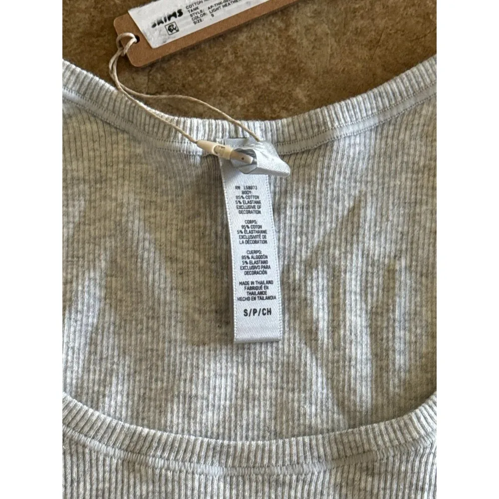 Skims Cotton Rib Tank Light Heather Grey Size Small - Image 8
