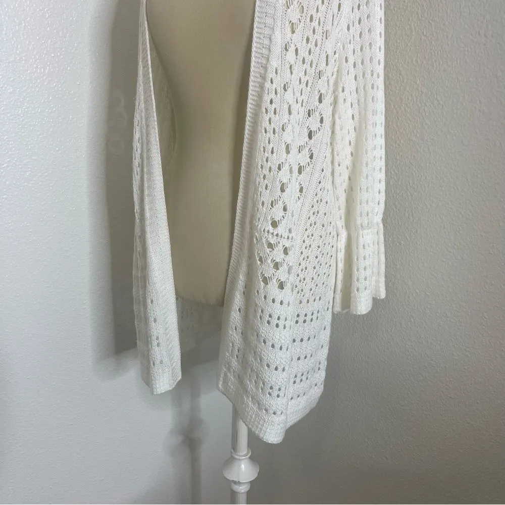 Charter Club Size 1x Lightweight Cardigan Sweater White Lace Fun Sleeve - Image 6