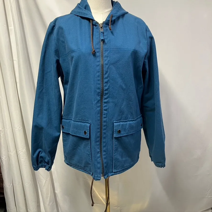 Trovata Womens Gully Coat Hooded Blue Medium 100%‎ Cotton Pockets Spring Classic - Image 2