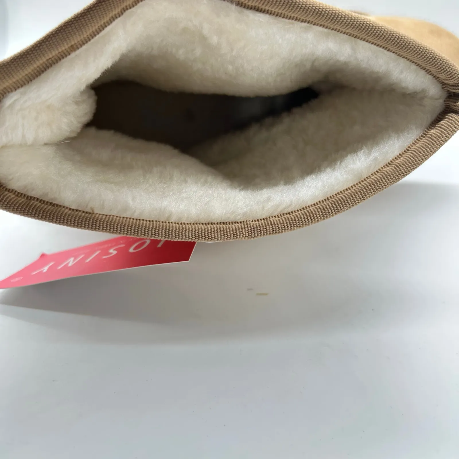 Josiny Faux Suede Boots Womens 11 Tan Classic Fur Lined Ankle Booties‎ NEW - Image 6