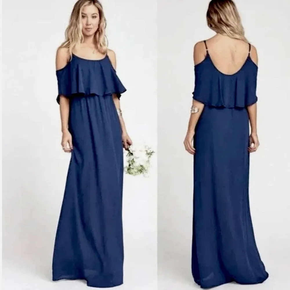 Show Me Your Mumu Caitlin Ruffle Maxi Dress in Rich Navy Crisp Blue Size XS - Image 11