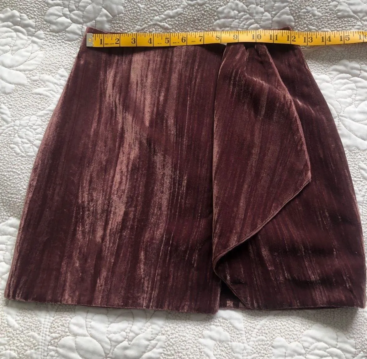 Conscious Exclusive Velvet Mini Skirt with Peplum Ruby Color Sz. 0 - Image 8