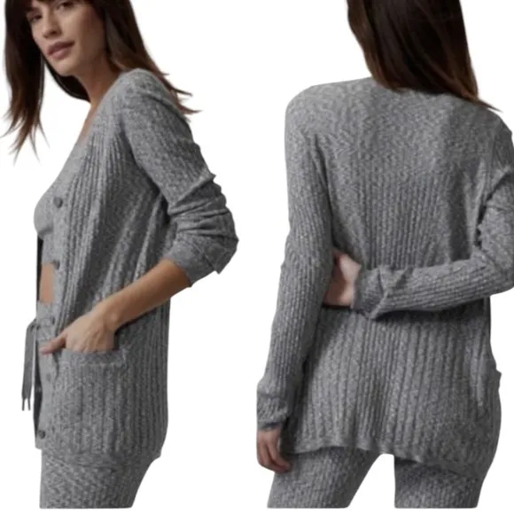 Athleta NEW Revolve Grey Ribbed Cardigan - Image 2