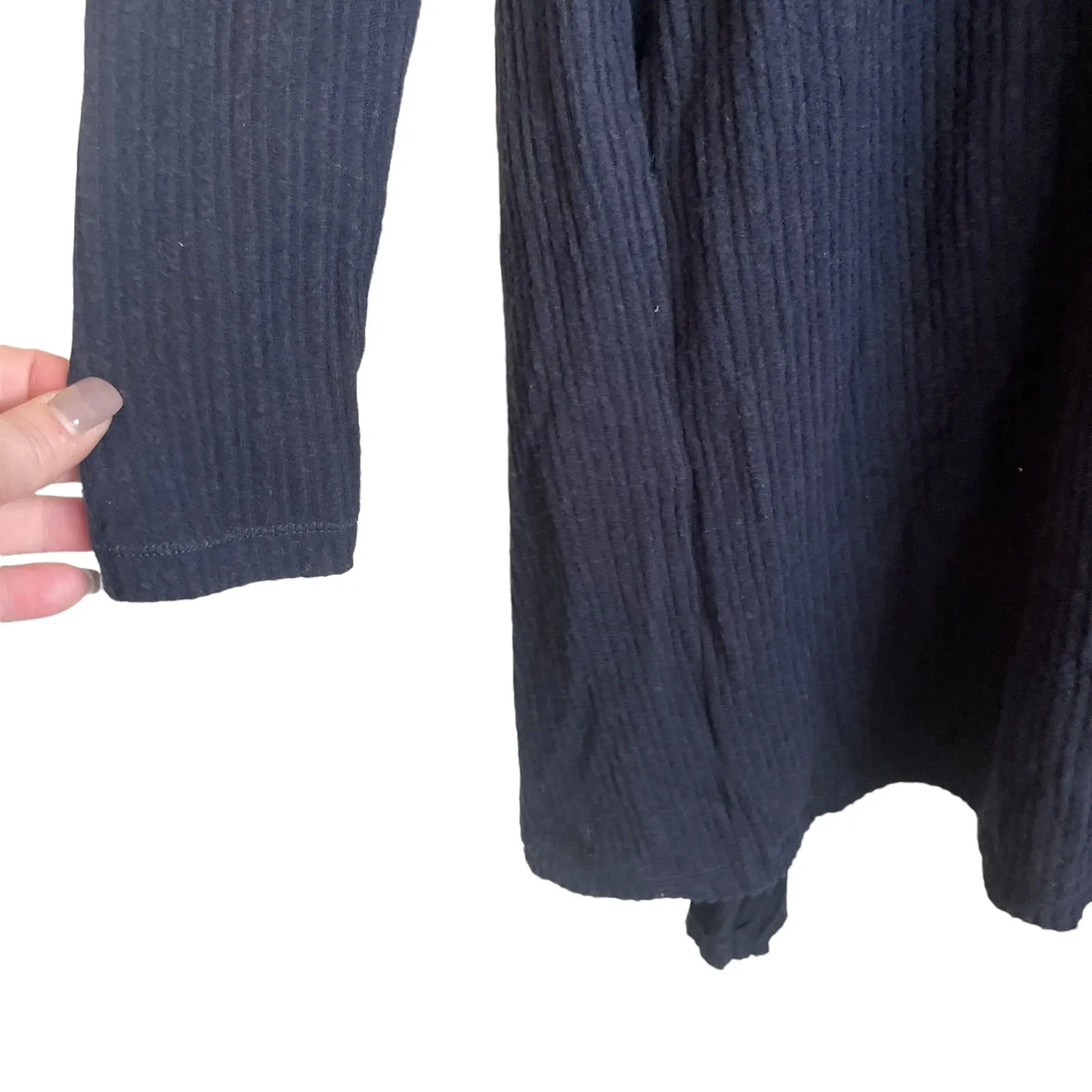 H by Bordeaux Womens‎ Open Cardigan Navy Long Line Minimalist Capsule Neutral - Image 5