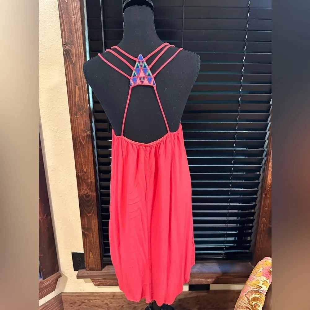 EUC ALYA Red/ orange Tank Top Dress  with embroidery on back Size S - Image 5