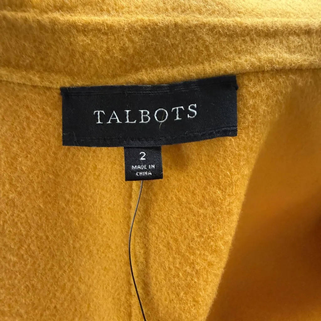 Talbots mustard yellow long sleeve collared button front mid length wool jacket - Image 6